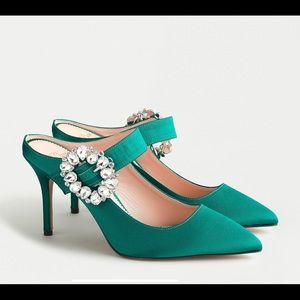 J. Crew Elsie Mary Jane Mules w/ Jewel Buckle